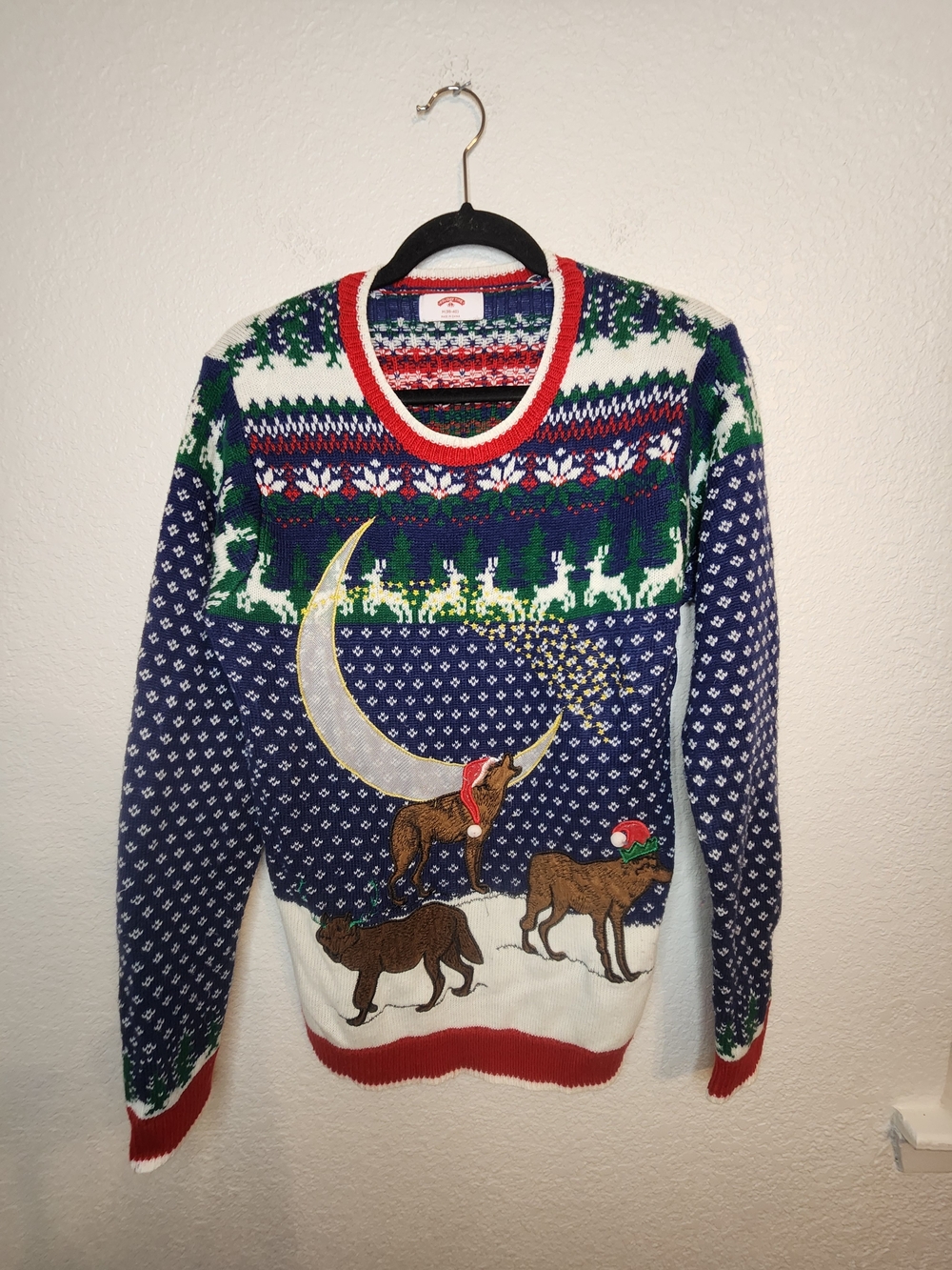Holiday time Holiday Reindeer Crewneck Sweater Navy m 38 40